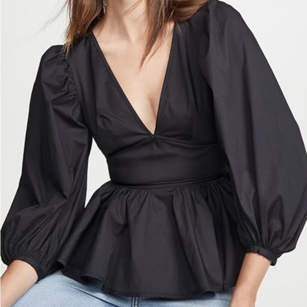 Staud Luna Peplum Top - Black - 6 - NWT